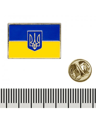 Металевий пін прямокутний Прапор України з Гербом (003)