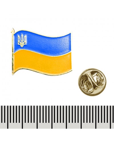Металевий пін фігурний Прапор України з Тризубом (009)