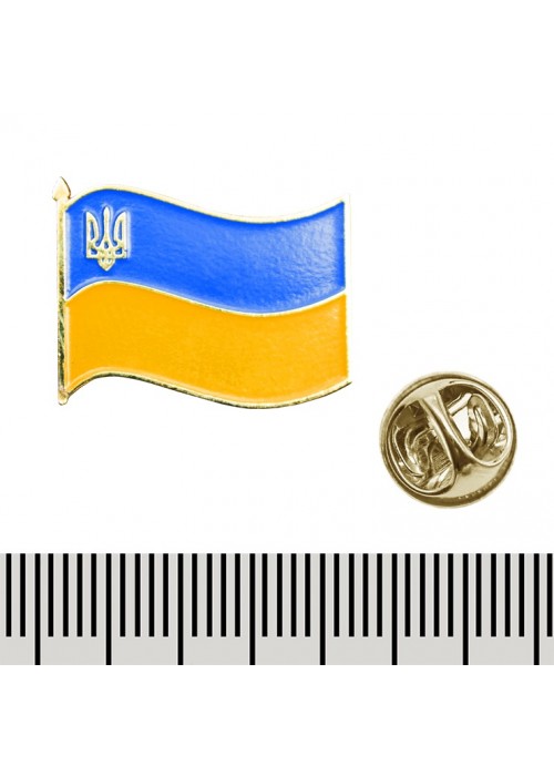 Металевий пін фігурний Прапор України з Тризубом (009)