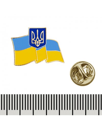 Металевий пін фігурний Прапор України з Гербом (005)