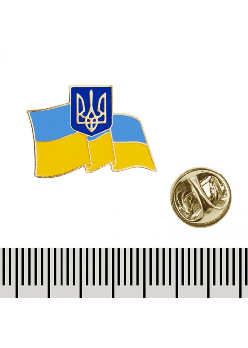 Металевий пін фігурний Прапор України з Гербом (005)