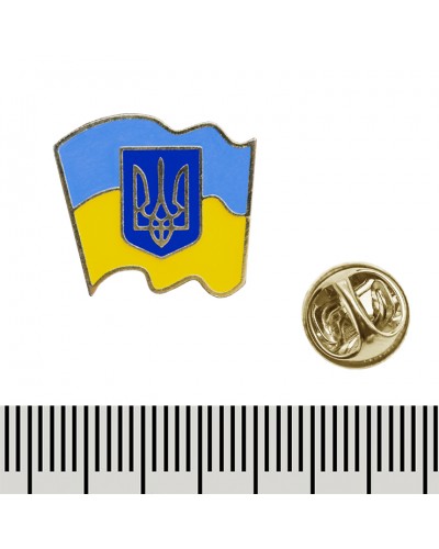 Металевий пін фігурний Прапор України з Гербом (007)