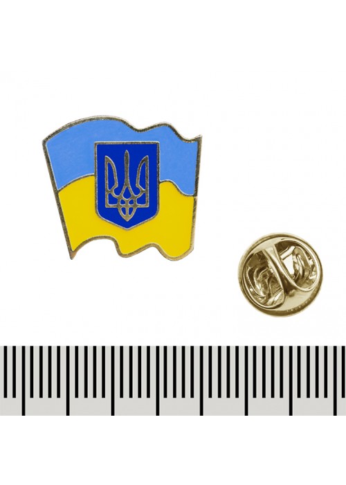 Металевий пін фігурний Прапор України з Гербом (007)