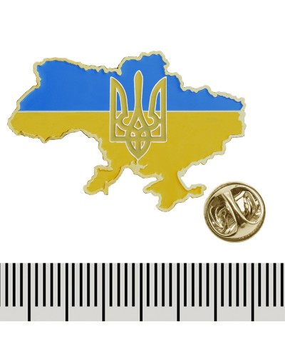 Металевий пін Карта України (Тризуб) (020)