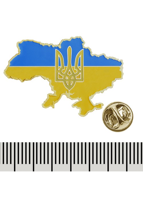 Металевий пін Карта України (Тризуб) (020)