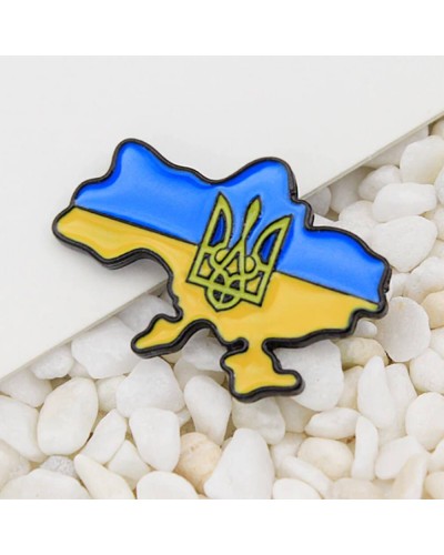 Металевий пін Карта України з Тризубом (pncn-002) 