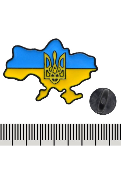 Металевий пін Карта України з Тризубом (pncn-002) 