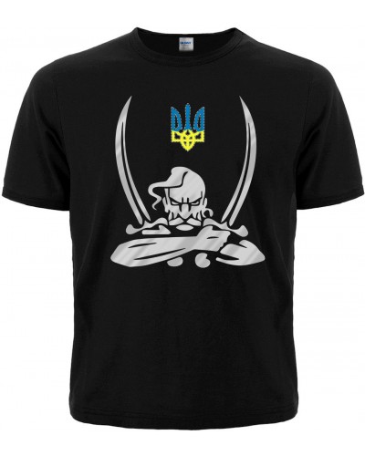 Футболка «Козак з шаблями» (друк сріблом)