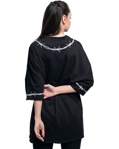 Чорна футболка oversize «Колючий дріт»