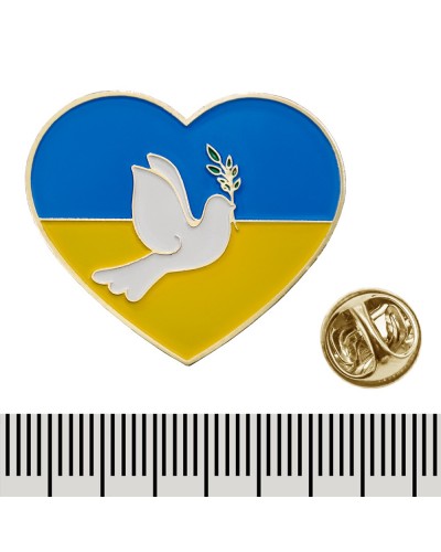Пін фігурний Серце з голубом Миру (024)