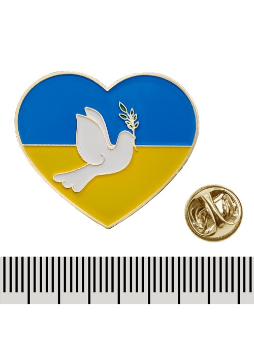 Пін фігурний Серце з голубом Миру (024)