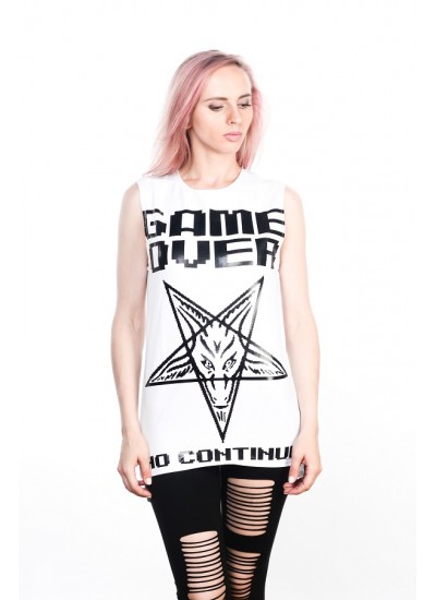 Подовжена безрукавка Game Over White Unisex
