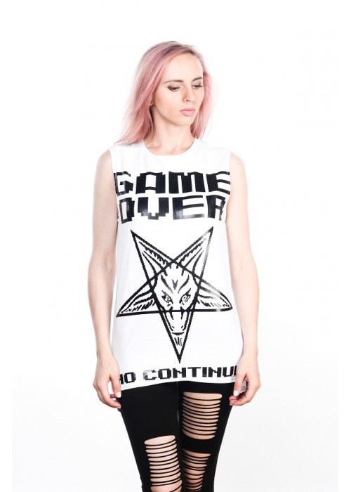 Подовжена безрукавка Game Over White Unisex