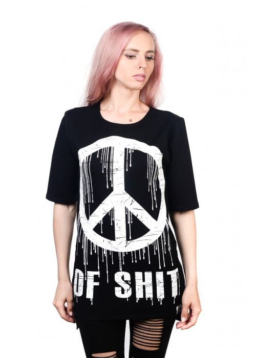 Подовжена футболка Peace of Shit Black Unisex