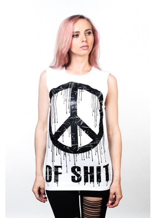 Подовжена безрукавка Peace of Shit White Unisex