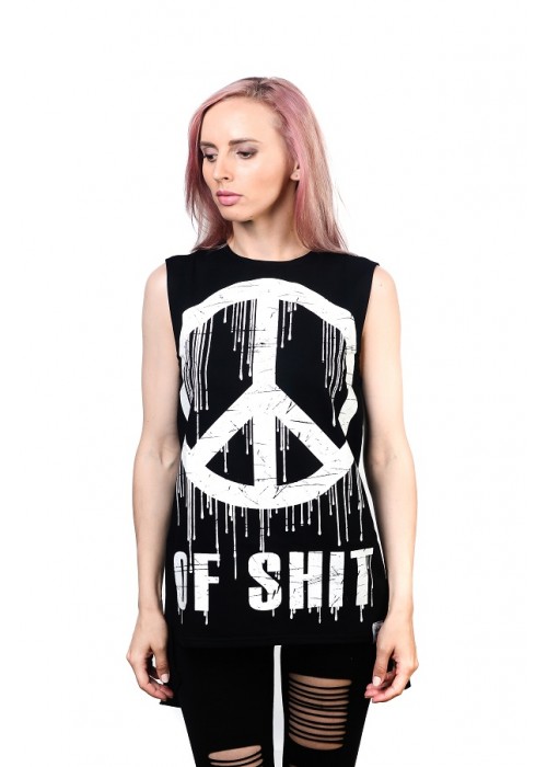Подовжена безрукавка Peace of Shit Black Unisex