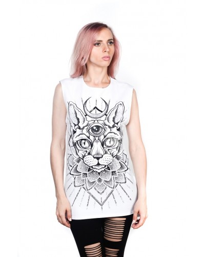 Подовжена безрукавка Sphynx White Unisex