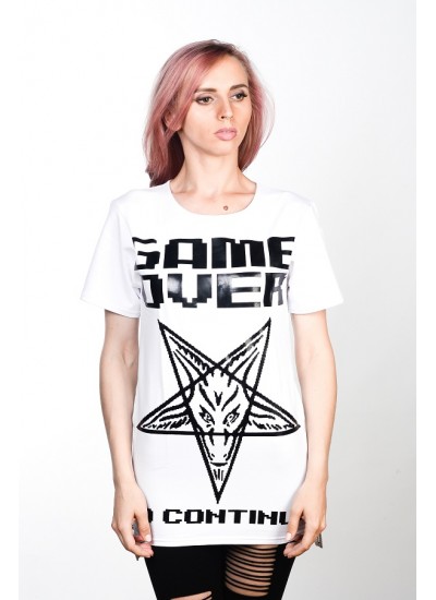 Подовжена футболка Game Over White Unisex