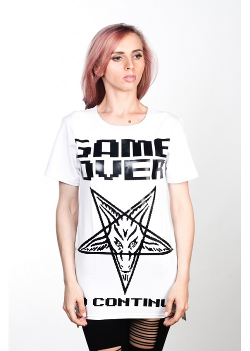 Подовжена футболка Game Over White Unisex
