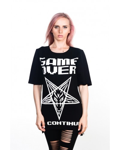 Подовжена футболка Game Over Black Unisex