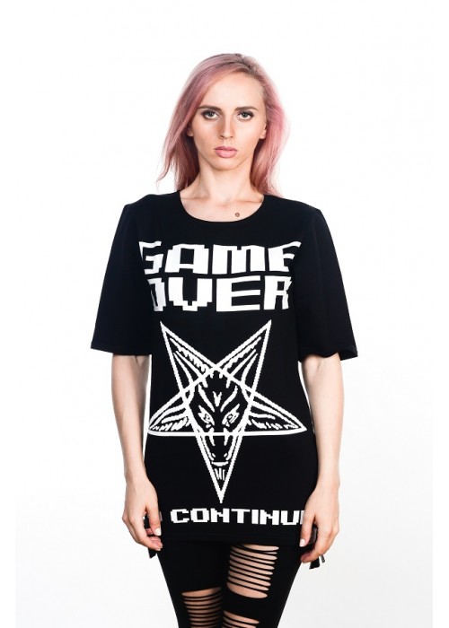 Подовжена футболка Game Over Black Unisex