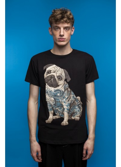 Чорна футболка з мопсом (Tattoo Pug)