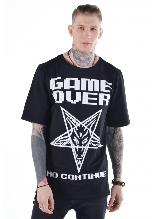 Подовжена футболка Game Over Black