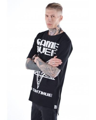 Подовжена футболка Game Over Black