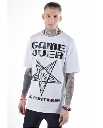 Подовжена футболка Game Over White