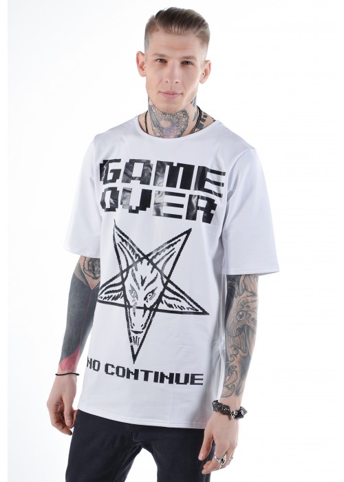 Подовжена футболка Game Over White