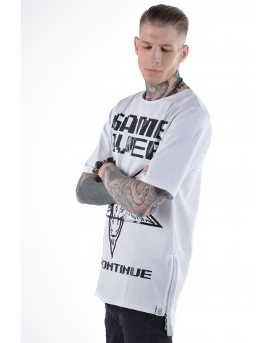 Подовжена футболка Game Over White
