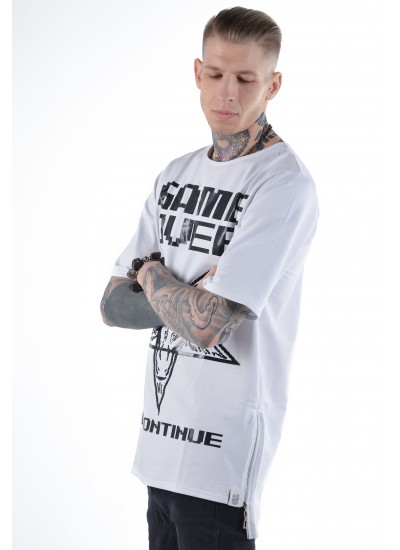 Подовжена футболка Game Over White