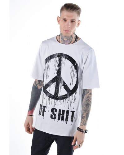 Подовжена футболка Peace of Shit White