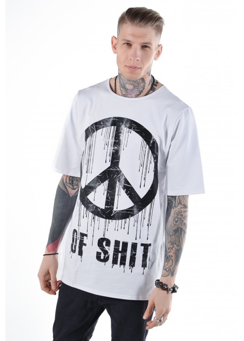 Подовжена футболка Peace of Shit White