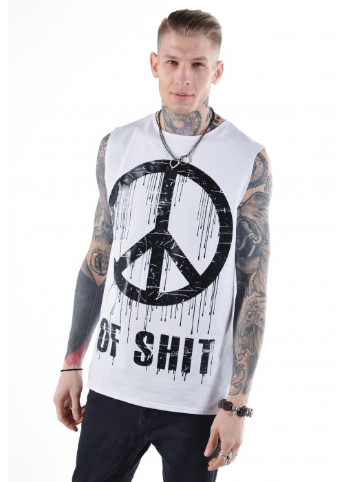 Подовжена безрукавка Peace of Shit White