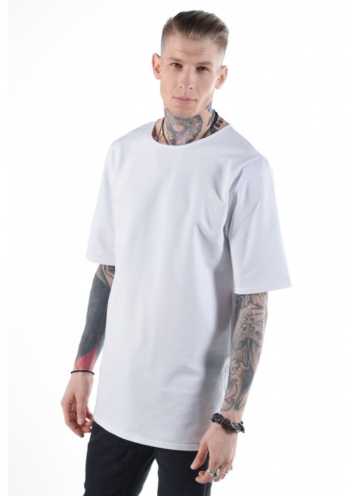 Подовжена футболка Blank White