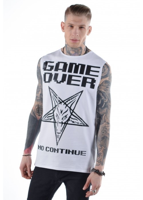 Подовжена безрукавка Game Over White