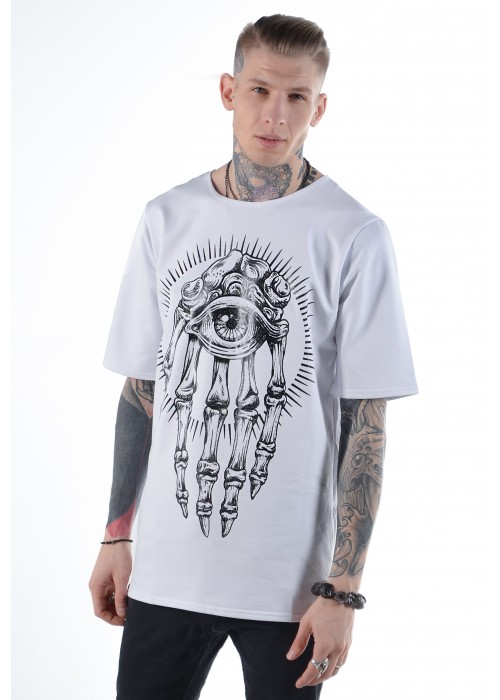 Подовжена футболка Magic Hand White