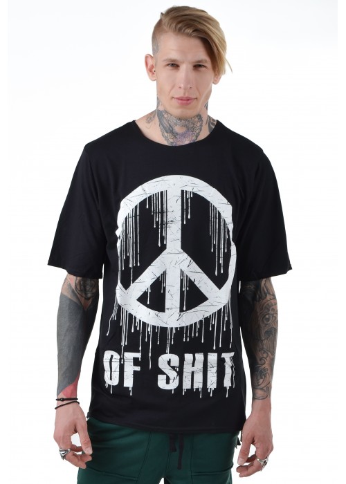 Подовжена футболка Peace of Shit Black