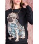 Світшот з мопсом Tattoo Pug grey