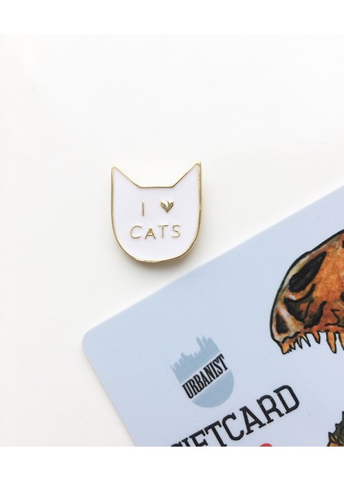 Металевий пін Love Cats White