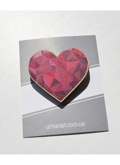 Значок дерев'ний Pink Heart
